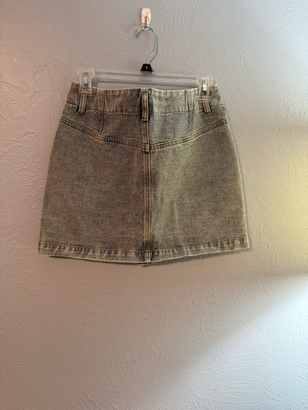 Button-Front Washed Denim Mini Skirt - Picture 3 of 3